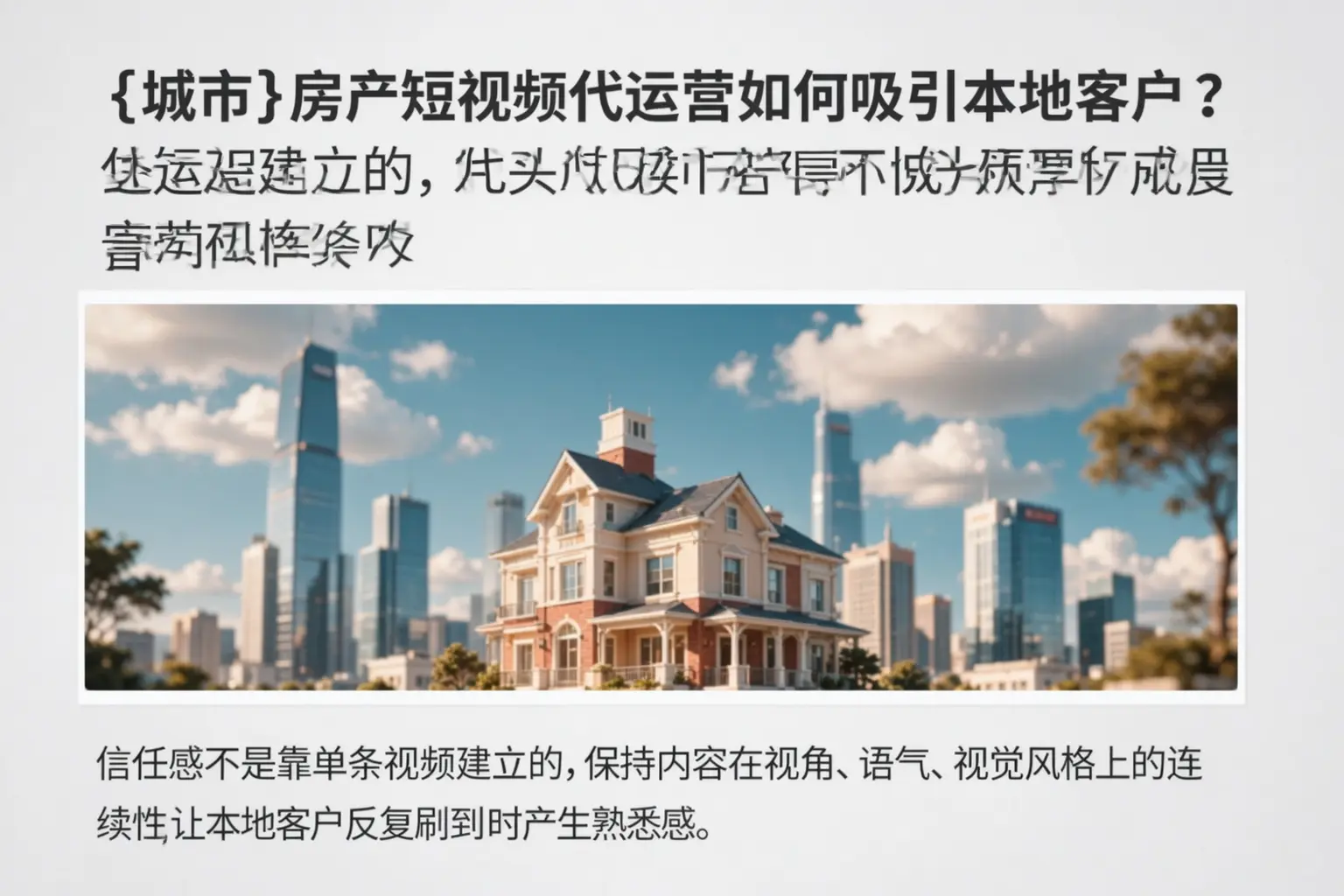 威县房产短视频代运营如何吸引本地客户?